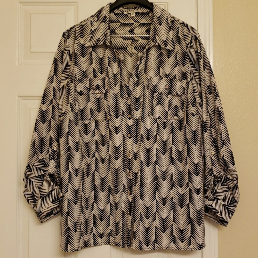 Notations Woman Blouse White/ Black Size 3X